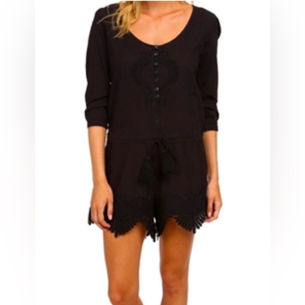Rip Curl Women’s Modern Love Romper Size Medium NWT Black 3/4 Sleeve MSRP $69.50